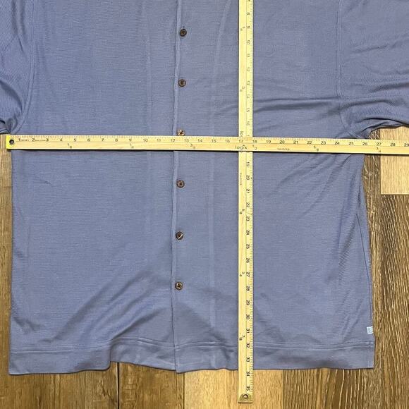 Vintage Tommy Bahama Shirt Mens XXL Blue Textured Striped Silk Button Up Camp - Picture 5 of 5